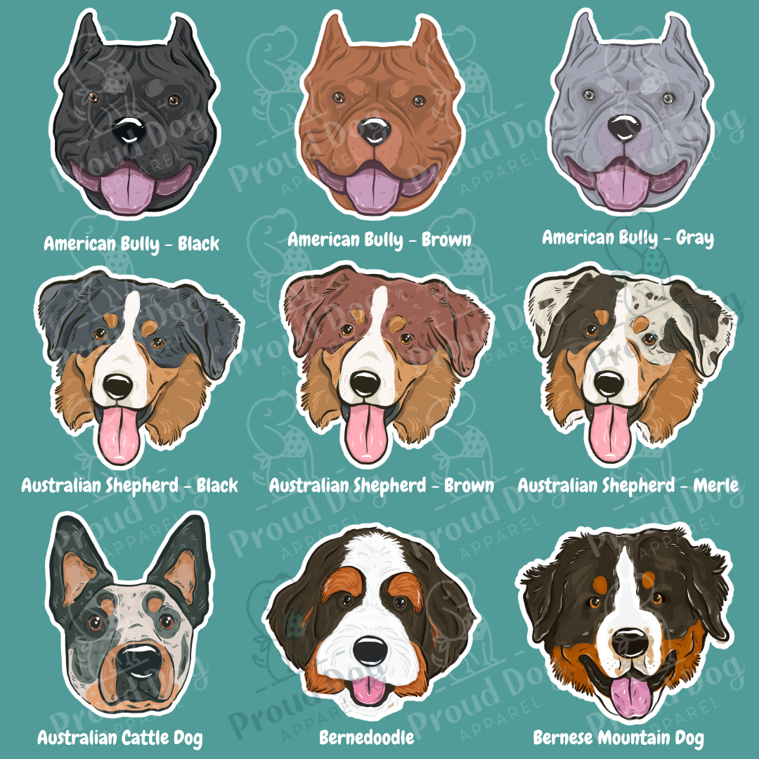 Dog Breed Stickers (A-H)