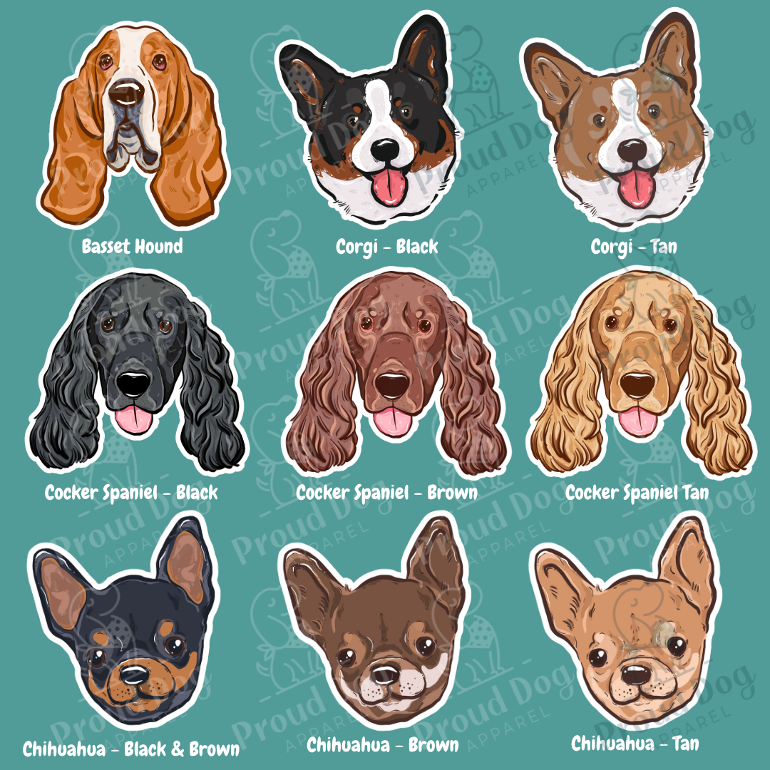 Dog Breed Stickers (A-H)